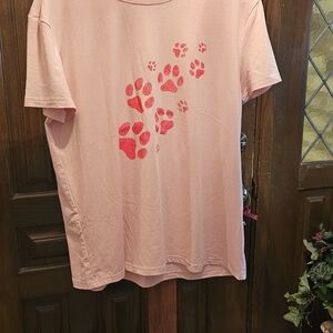 Pink T-Shirt with Paw Print Design